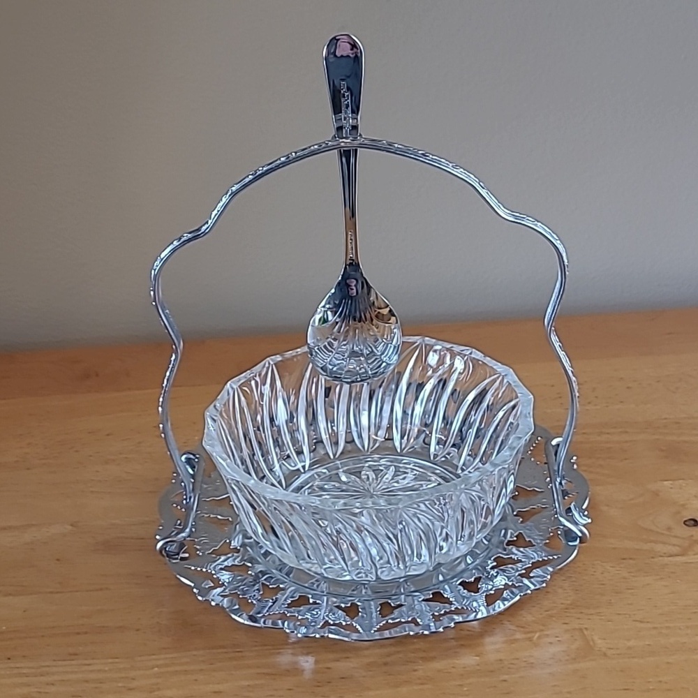 VINTAGE Condiment Caddy With Handled Stand Tray, Bowl And Spoon - Picture 4 of 16